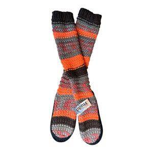 Mudd Orange Black Knit Grip Bottoms Lounge Warm Slippers Women's Size M NWT